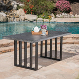 Outdoor Oak Finish Light Weight Concrete Dining Table - NH770403