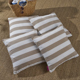 Modern Striped Fabric Throw Pillow with Piped Edges (Set of 4) - NH051303