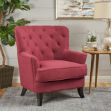 Contemporary Button Tufted Upholstered Fabric Club chair w/ Piped Edges - NH314103