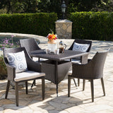 Outdoor 5 Piece Wicker Square Dining Set with Water Resistant Cushions - NH264203