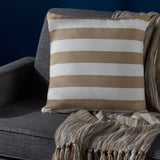 Modern Striped Fabric Throw Pillow with Striped Piped Edges - NH557203