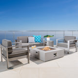 Outdoor Aluminum Khaki Chat Set w/ Fire Table - NH916003