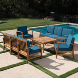 Outdoor 8 Seat Teak Finished Acacia Wood Sofa and Table Set - NH627303