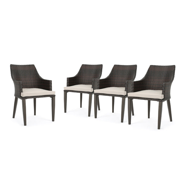 Outdoor Wicker Dining Chairs with Water Resistant Cushions (Set of 2) - NH718203