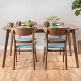 Mid Century Fabric & Wood Finish 5 Piece Dining Set - NH772992