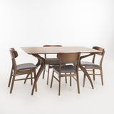 Mid-Century Natural Walnut Finish 5 Piece Dining Set - NH313992