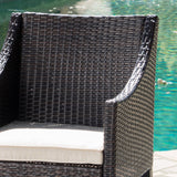 Outdoor 5 Piece Wicker Dining Set with Water Resistant Cushions - NH713203