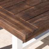 Outdoor Sandblast Finish Acacia Wood Dining Table with Metal Finish Frame - NH009303