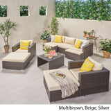 Outdoor 5 Seater Wicker Sofa Chat Set with Ottomans - NH179903