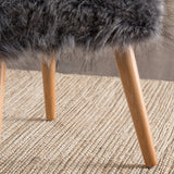 Glam Boho Faux Fur Ottoman Stool - NH335003