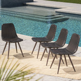 Outdoor Multibrown Wicker Dining Chairs with Dark Brown Powder Coated Legs - NH169103