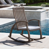 Outdoor Acacia Wood Rocking Chair with Water Resistant Cushion - NH531203