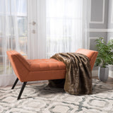 Mid-Century Modern Tufted Fabric Ottoman Bench with Tapered Legs - NH973892