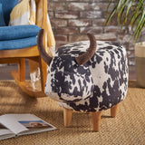 Milk Cow Patterned Velvet Ottoman - NH061203