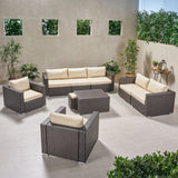 Outdoor 7 Seater Wicker Extended Sofa Chat Set with Ottomans - NH979903