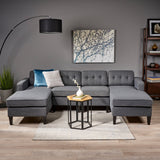 Contemporary Fabric Chaise Sectional with Button Accents - NH113803