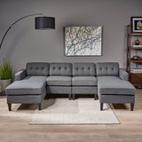 Contemporary Fabric Chaise Sectional with Button Accents - NH113803