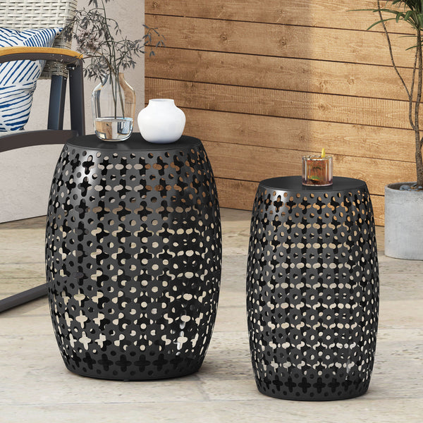 Wichita Outdoor Metal Side Tables, Set of 2