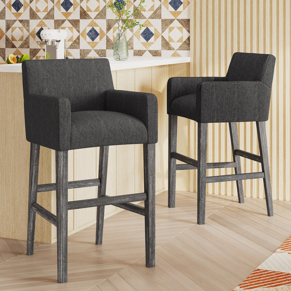 Chaparral Contemporary Fabric Upholstered Wood 30.5 inch Barstools, Set of 2