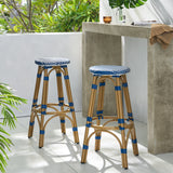 Dohney Outdoor French Aluminum 29.5 Inch Barstools, Set of 2