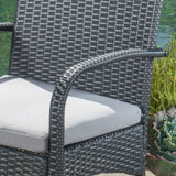 Outdoor 3 Piece Grey Wicker Bistro Set with Cushions - NH502003