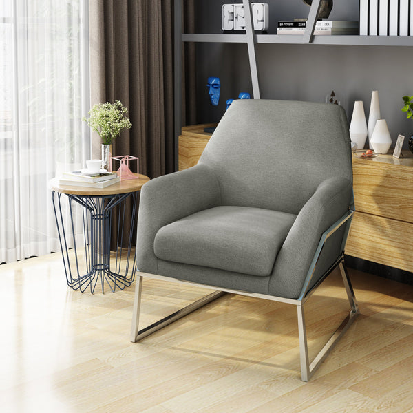 Modern Stainless Steel Frame Fabric Accent Chair - NH149303