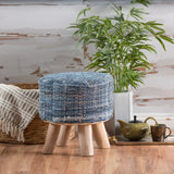 Handcrafted Boho Fabric Round Ottoman Stool - NH246992