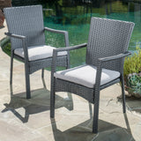 Outdoor 5 Piece Grey Wicker Dining Set with Cushions - NH202003