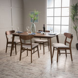 Mid Century Fabric & Wood Finish 5 Piece Dining Set - NH772992