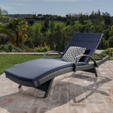 Outdoor Grey Wicker Armed Chaise Lounge w/ Water Resistant Cushion - NH481103