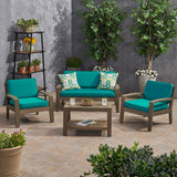 Patio Acacia Wood 4-Seater Conversation Set with Coffee Table and Sunbrella Cushions - NH562703