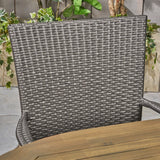 Outdoor 7 Piece Acacia Wood Dining Set with Stacking Wicker Chairs - NH532603