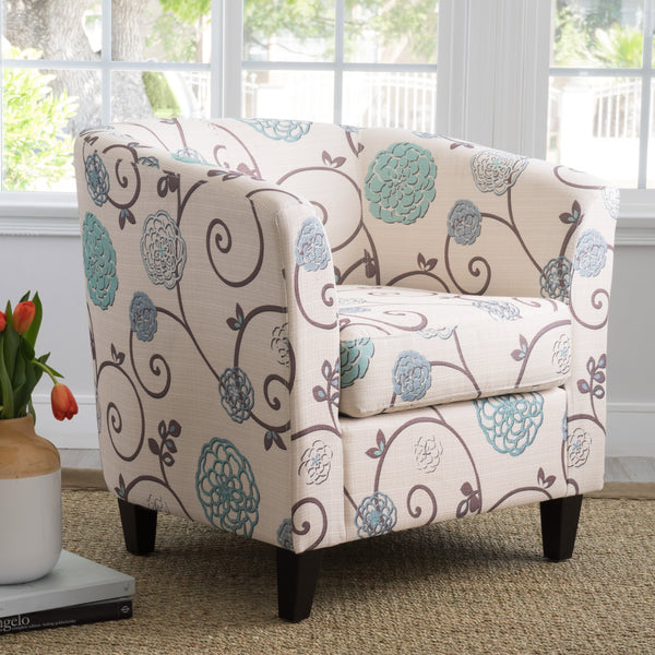 White and Blue Fabric Club Chair - NH993003