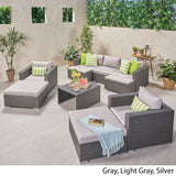 Outdoor 5 Seater Wicker Sofa Chat Set with Ottomans - NH179903