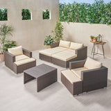 Outdoor 4 Seater Wicker Chat Set with Ottomans - NH369903