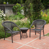 Outdoor 3 Piece Multi-brown Wicker Stacking Chair Chat Set - NH839003