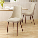 Mid Century Fabric Dining Chairs with Wood Finished Legs - Set of 2 - NH991303