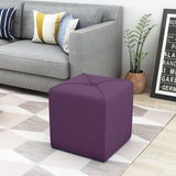 Modern Fabric Upholstered Square Ottoman with Tonal Piping - NH738303