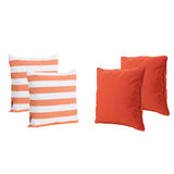 Outdoor Striped Water Resistant Square Throw Pillows - Set of 4 - NH599203