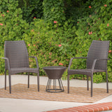 Outdoor 3 Piece Multi-brown Wicker Stacking Chair Chat Set - NH659003