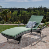 Outdoor Grey Wicker Armed Chaise Lounge w/ Water Resistant Cushion - NH481103