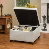 Kensington Leather Square Storage Ottoman Coffee Table