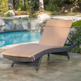 Outdoor Grey Wicker Adjustable Chaise Lounge with Cushion - NH408692