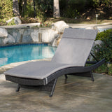 Outdoor Grey Wicker Adjustable Chaise Lounge with Cushion - NH408692