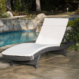 Outdoor Grey Wicker Adjustable Chaise Lounge with Cushion - NH408692