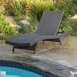 Outdoor Grey Wicker Chaise Lounge Chairs - NH296692