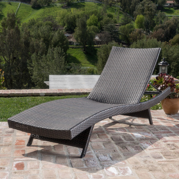 Outdoor Wicker Adjustable Back Chaise Sun Lounger - NH129492