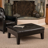 Tufted Leather Storage Ottoman Table with Drawer - NHNRB299933