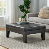 Tufted Leather Storage Ottoman Table with Drawer - NHNRB299933