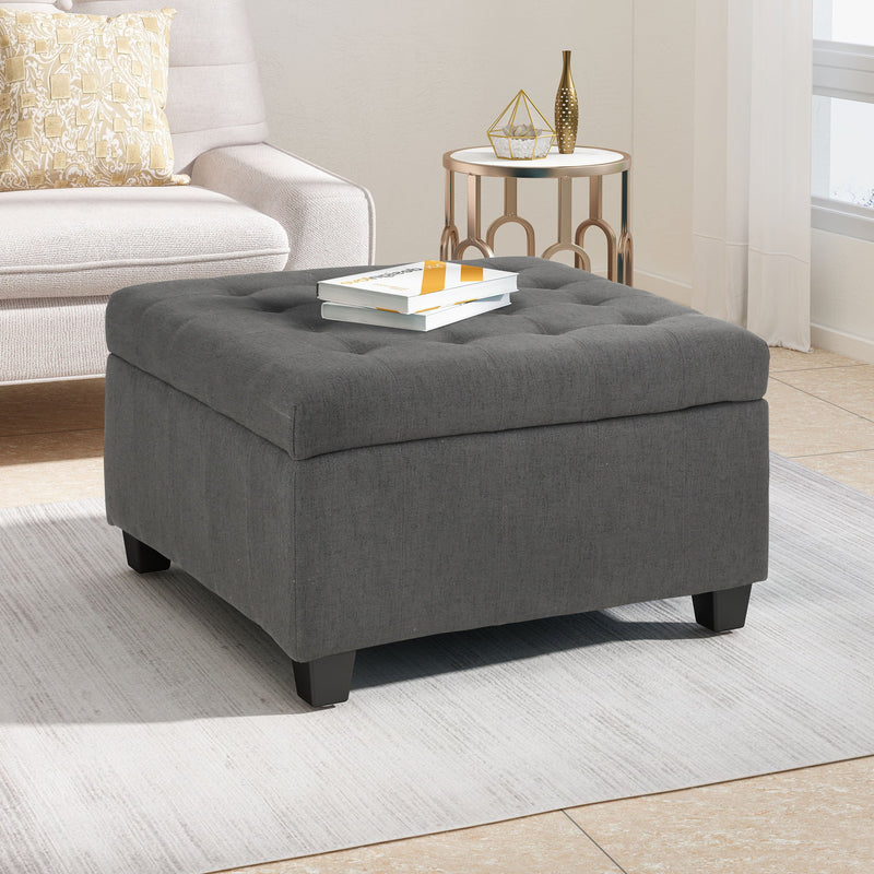 Tufted Fabric Storage Ottoman - NH185113